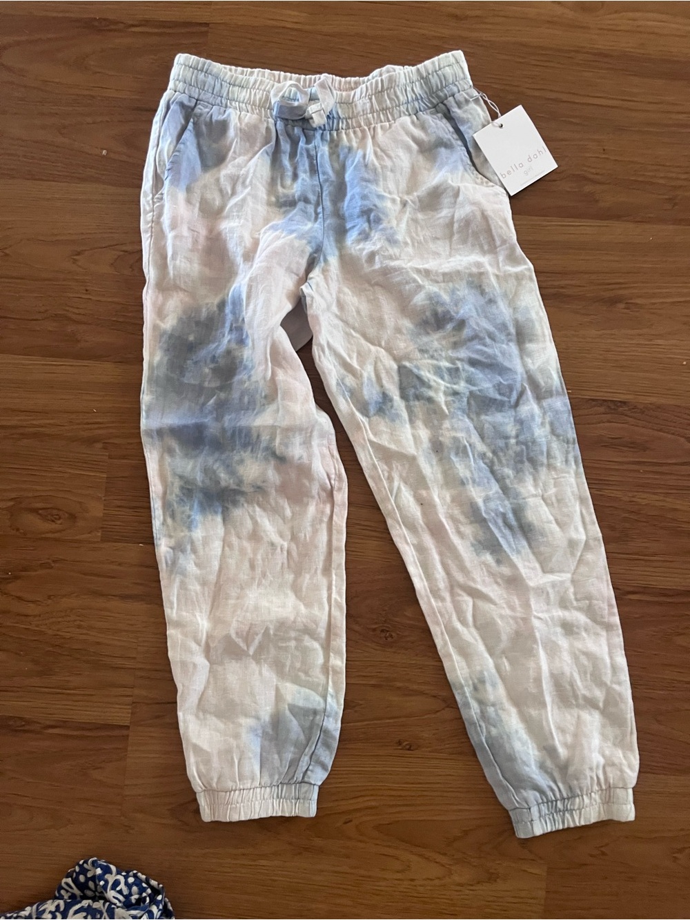 NWT Bella Dahl Girls Easy Drawstring Linen Joggers Galaxy Tie Dye